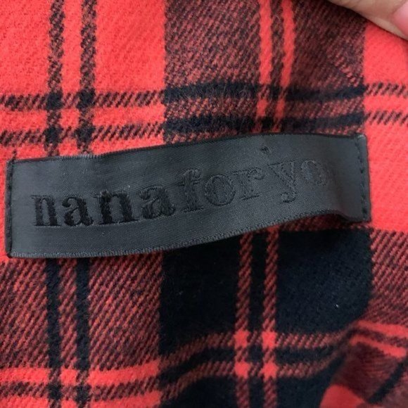 Nana For You Pinafore Wool Midi Dress S Red Plaid Open Back Zip Sleeveless - Picture 7 of 7